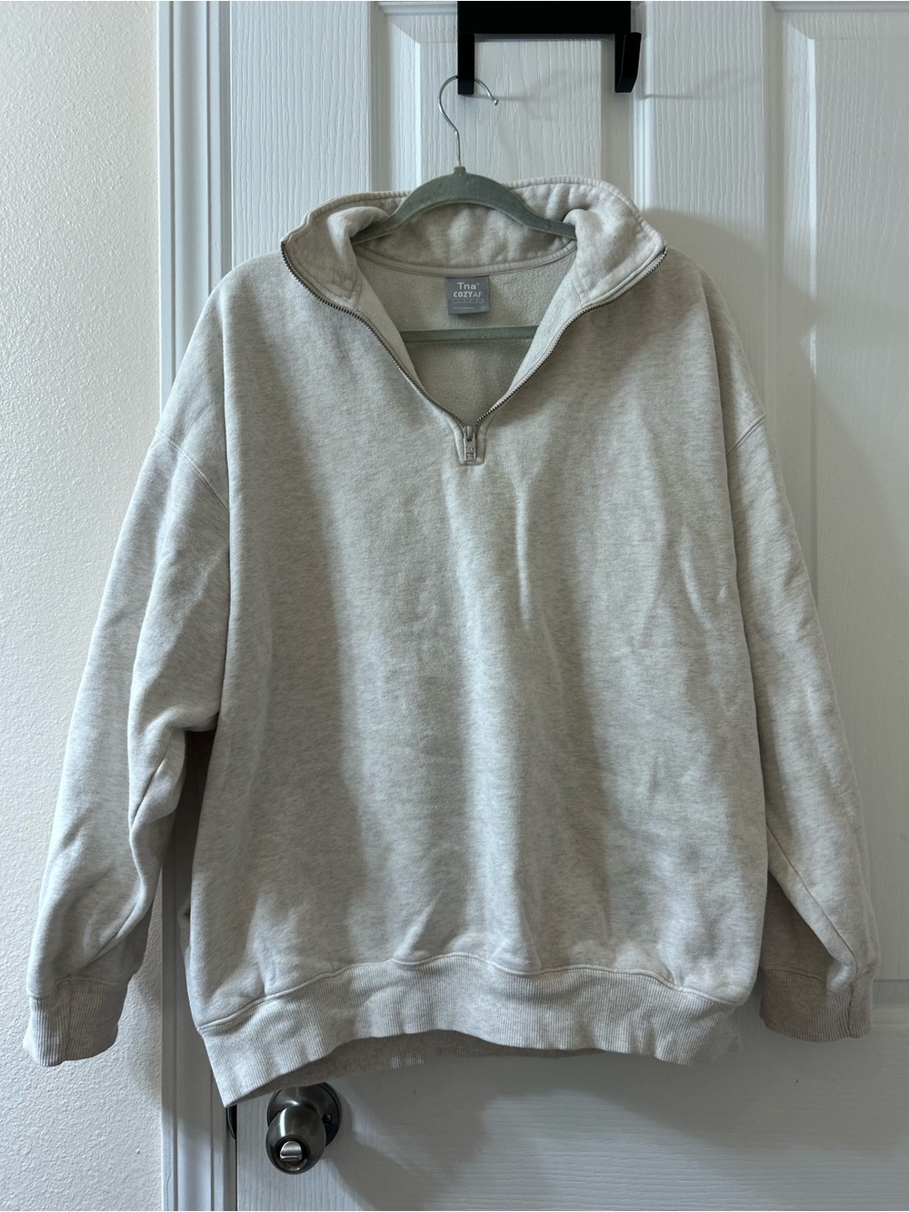 Aritzia Cozy Quarter-Zip Pullover Sweatshirt - Light Gray